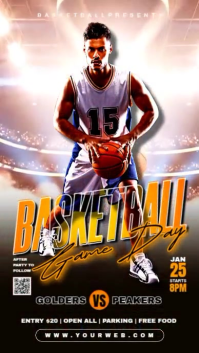 Black 3d March Madness Game Day Flyer Instagram Reel template