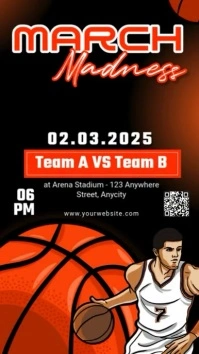 Black 3d March Madness Tampilan Digital (9:16) template