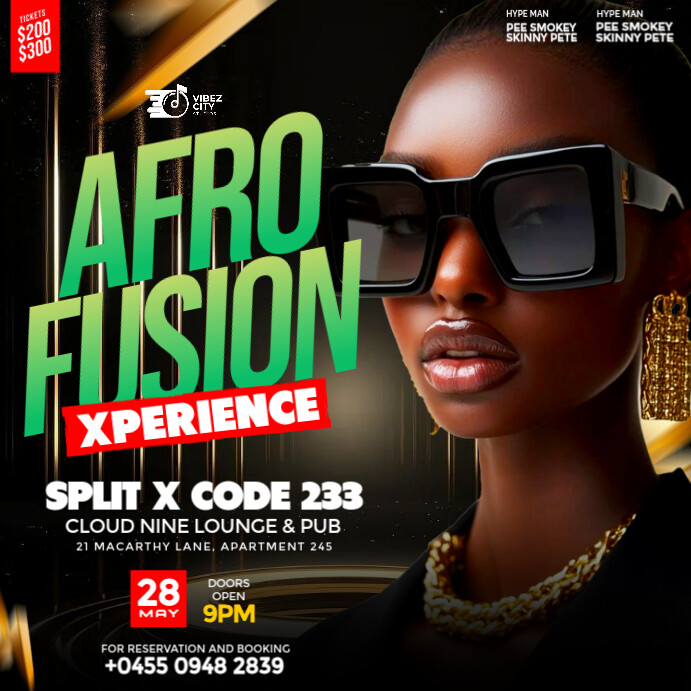 Black 3D Maximalist Afro Fusion Night Out Party Flyer for Social Media ...