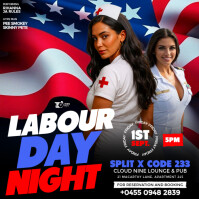 Black 3D Maximalist American Labor Day Club Party Event Flyer for Social Media Pos Instagram template