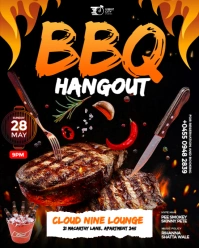 Black 3d Maximalist BBQ Monday Party Event Flyer for Social Media Instagram Portrait template