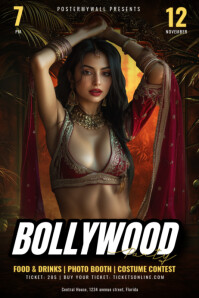 Black 3d Maximalist Bollywood Party Poster template