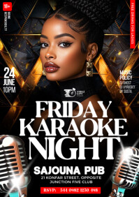 Black 3D  Maximalist Colourful Karaoke Night Party Flyer A4 template