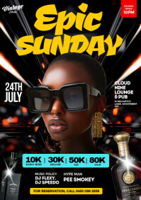 Black 3D Maximalist Epic Sunday Naughty Night Club Party Event Flyer A4 template