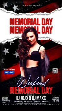 Black 3d Memorial Day Weekend  Digital Display (9:16) template
