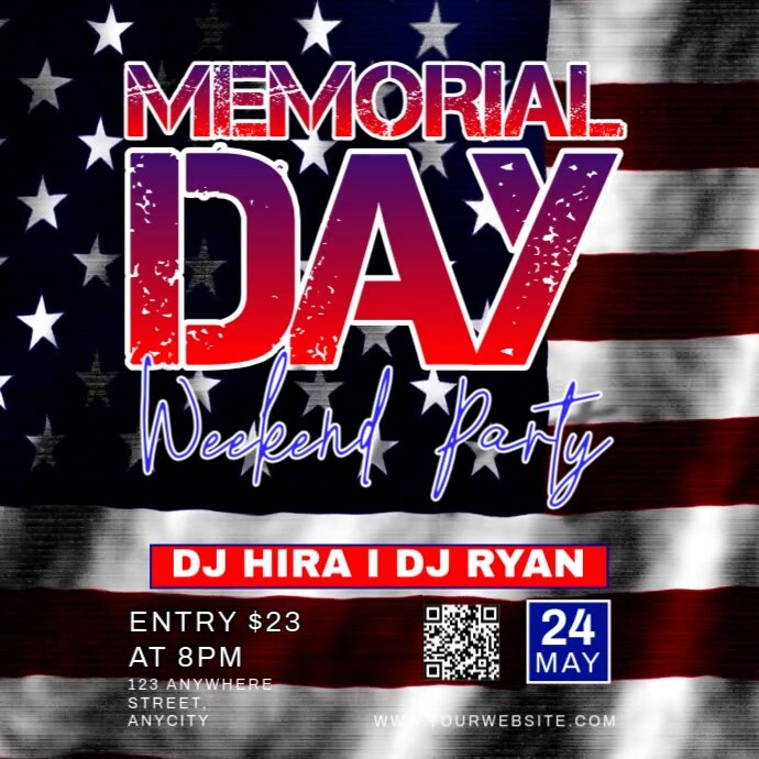 Black 3d Memorial Day Weekend Party Pos Instagram Template | PosterMyWall