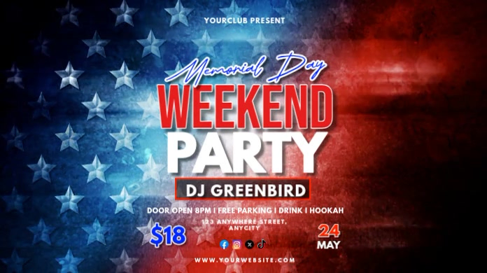 Black 3d Memorial Day Weekend Party Pos Twitter Template | PosterMyWall
