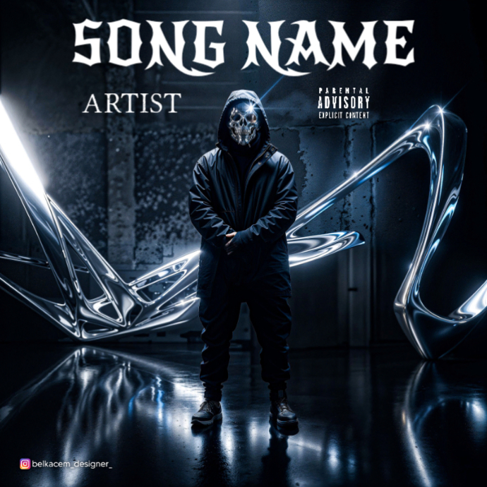 Black 3d Metal Album Cover Album Cover Template | PosterMyWall