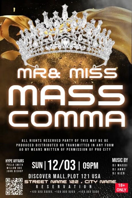 Black 3d  Miss Universe Beauty, Poster Plakkaat template