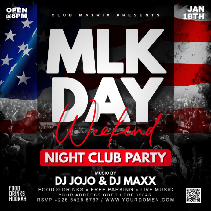 Black 3d Mlk Day Weekend  Square (1:1) template