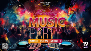 Black 3d Monday Music Party Pos Twitter template