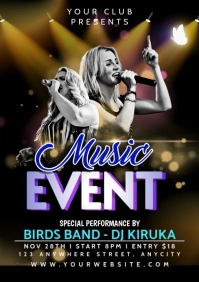 Black 3d Music Event A1 template