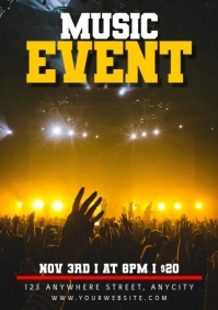 Black 3d Music Event A1 template