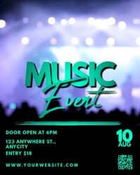Black 3d Music Event Instagram Portrait template