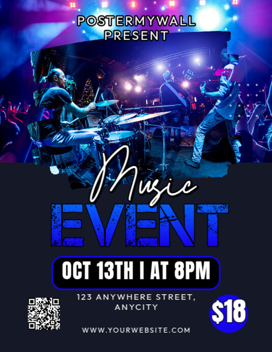 Black 3d Music Event Pamflet (letter As) Flyer (US Letter) template