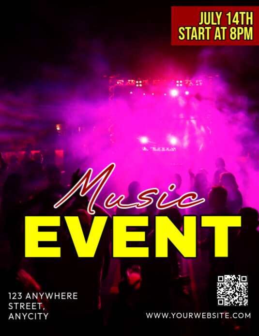 Black 3d Music Event Pamflet (letter As) ใบปลิว (US Letter) template