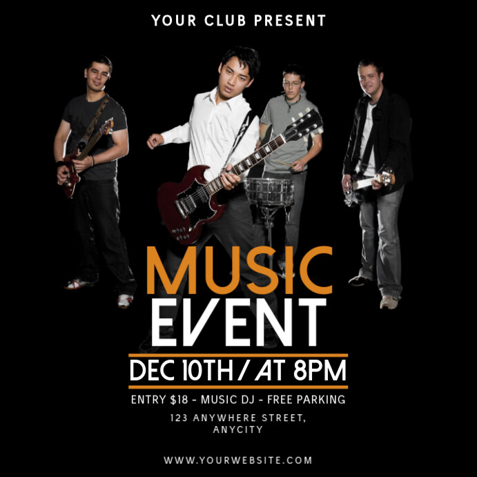 Black 3d Music Event Pos Instagram Template | PosterMyWall