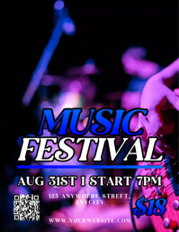 Black 3d Music Festival Pamflet (letter As) Volante (Carta US) template