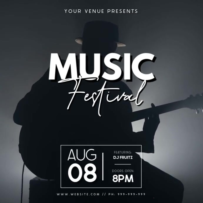 Black 3d Music Festival Pos Instagram template