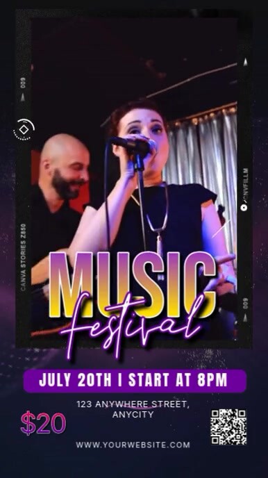 Black 3d Music Festival Reel Instagram template