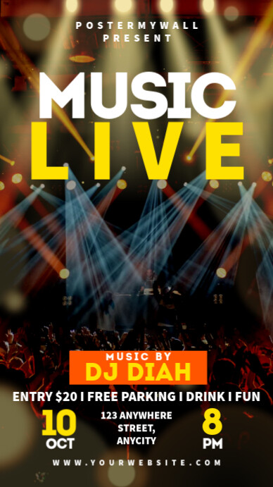 Black 3d Music Live Tampilan Digital (9:16) template