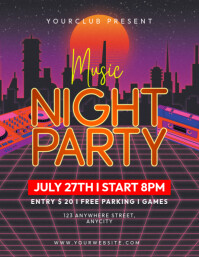 Black 3d Music Night Party Pamflet (letter As) Flyer (US Letter) template