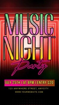 Black 3d Music Night Party Reel Instagram template