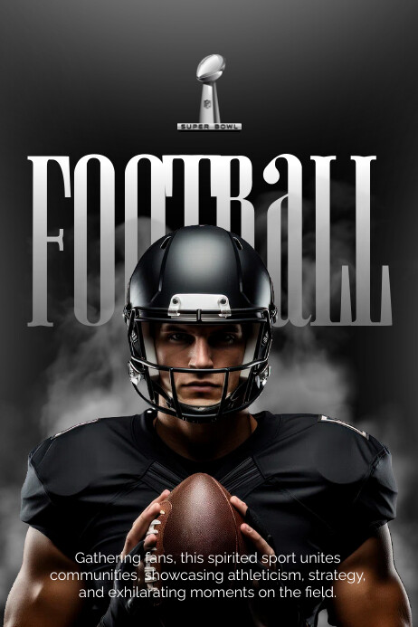 Black 3d National Football Day  Poster template