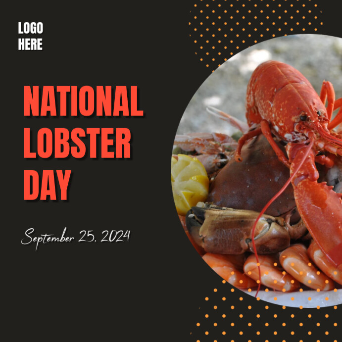 Black 3d National Lobster Day Instagram Post template