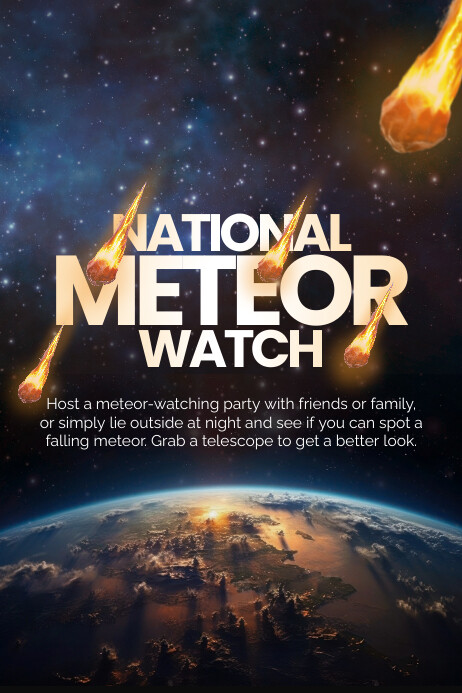 Black 3d National Meteor Watch Day Poster Template | PosterMyWall