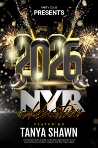 Black 3d New Holiday Party Poster template