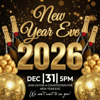 Black 3d New Year Celebration Instagram Post template