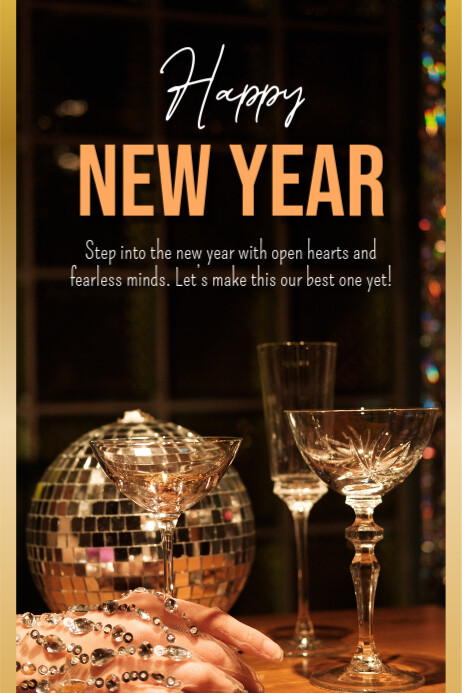 Black 3d New Year Greeting Poster Template | PosterMyWall