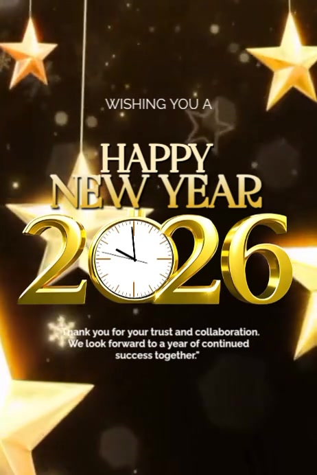Plantilla de Black 3d New Year Greeting Video Poster | PosterMyWall