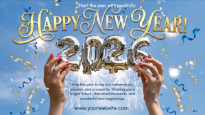 Blue New Year Celebration Display digitale Template