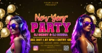 Black 3d New Year Party Iklan Facebook Umkhangiso we-Facebook template
