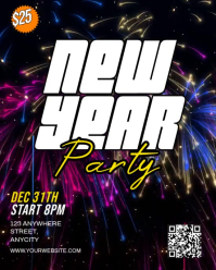 Black 3d New Year Party Instagram Portrait template