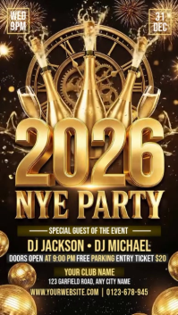 Black 3d New Year Party Instagram Story template