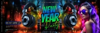 Black 3d New Year Party Tajuk Twitter template