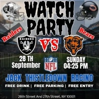 Black 3d Nfl 2025: Raiders Vs Bears Watch Party Instagram Template