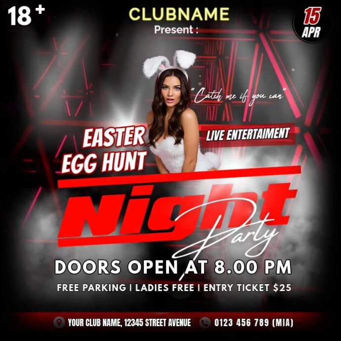 Black 3d Night Club Party Easter Egg Hunt Pos Instagram template