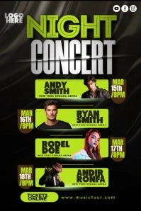 Black 3d Night Concert  Poster template