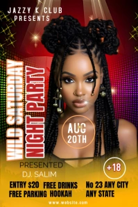Black 3d Night Party Music Club Design Templa Pinterest-afbeelding template