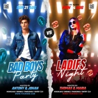 Black 3d Night Party Video Ads Flyer Instagram Post template