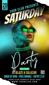 Black 3d Party Flyer Business Card Besigheidskaart template