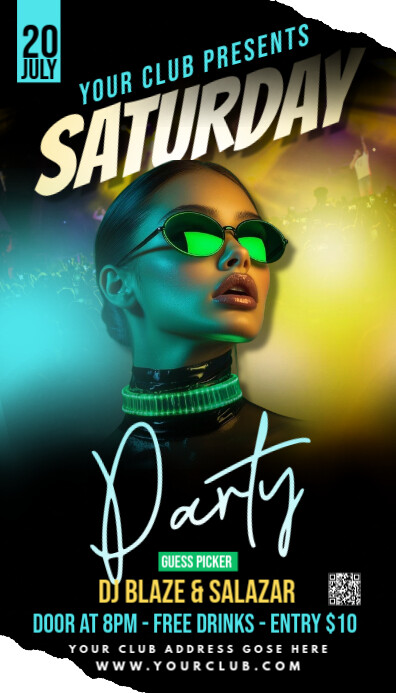 Black 3d Party Flyer Business Card Cartão de visita template