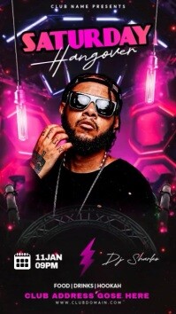 Black 3d Party Flyer Digital Display (9:16) template