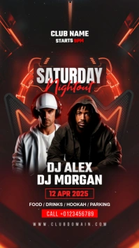 Black 3d Party Flyer Digital Display (9:16) template