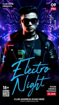 Black 3d Party Flyer Digital Display (9:16) template