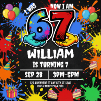 Black 3d Party Invitation Square (1:1) template